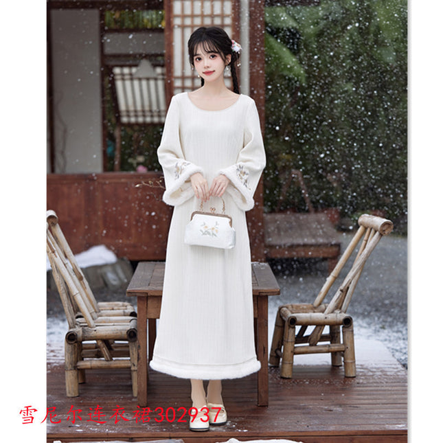 Chenille Jacquard Cheongsam 2024 Winter New Printed Leather Vest Improved Girls' Daily Wearable Vest