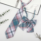 Turquoise green plaid (tie + collar flower)