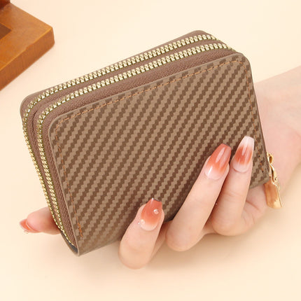 Endaycon Multifunctional Accordion Card Holder Anti-Magnetic Accordion Card Holder Double-Layer Zipper Women's Wallet Large Capacity