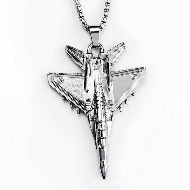 New J-20 Fighter Pendant Necklace Creative Aviation Aircraft Model Air Show Commemorative Small Gift Jewelry Wholesale