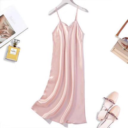 Special Cabinet Style Silk Slip Skirt Pure Mulberry Silk Nightgown Simple Exquisite Petticoat Mid-length Women's dress Solid Color