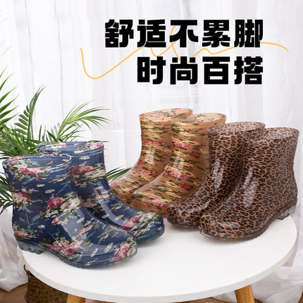 Low-cut women's rain boots short water shoes women's rubber shoes kitchen work waterproof non-slip warm water boots short rain boots wholesale