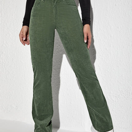 European and American Foreign Trade Hot-Selling High-Waisted Flared Corduroy Casual Pants for Women, Retro Skinny Pants, Fashionable Bell-Bottoms, Versatile