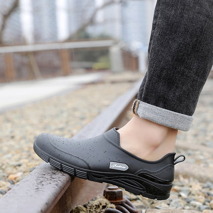 New Low-Cut Men's Rain Boots, Non-Slip, Waterproof and Wear-Resistant, Short Rubber Shoes for Outer Wear, Kitchen Work, Fishing Waterproof Boots for Men