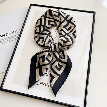 Nice-Looking Small Silk Scarf Korean Ins Style Versatile Fashionable Spring & Fall Decorative Square Scarf Tied Hair Tied Bag Thin Scarf