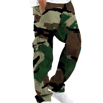 2024 New Men's Camouflage Overalls New Personalized Outdoor Sports Pants Drawstring Pocket Overalls Casual Pants