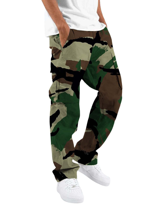 2024 New Men's Camouflage Overalls New Personalized Outdoor Sports Pants Drawstring Pocket Overalls Casual Pants
