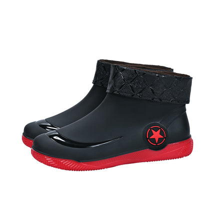 Fashion short tube men's rain shoes low non-slip waterproof shoes casual shallow mouth rain boots popular water shoes flat rubber shoes wholesale