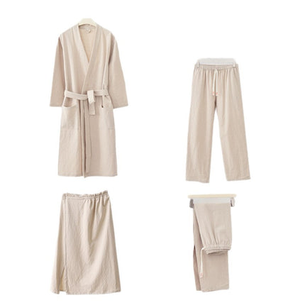 Lu Suyoupin Cotton Linen Bathrobe Bathrobe Home Clothes Pants Bath Skirt suit Pajamas Nightgown Outwear Couple