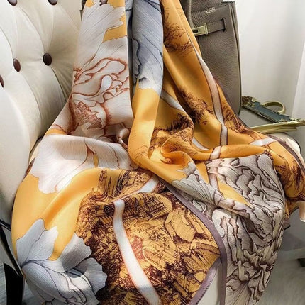 2024 New Arrival Li Brocade Satin Scarf Women's Elegant Printed Fashionable Scarf Spring Autumn Winter Scarf Scarf Shawl