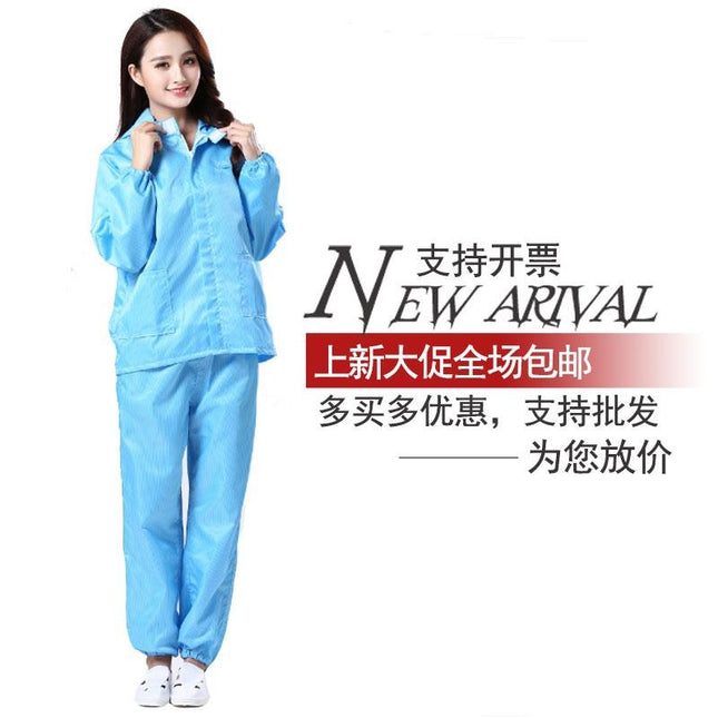 Anti-static split clothing hooded dust-proof clean blue work clothes white spray paint dust-free clothing purification washable