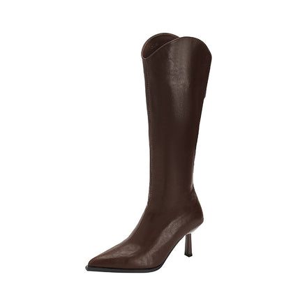 Q702 Fashion Boots Leather Boots Stiletto Boots over the Knee Women's Boots High Heels High Boots Back Zipper Autumn and Winter
