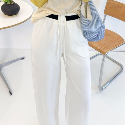 Relaxed High-Waisted Thin Linen Wide-Leg Pants for Women 2025 Summer New Drawstring Slimming Straight Casual Floor-Length Pants