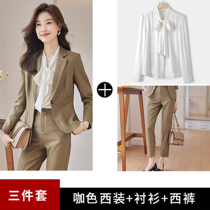 Green Suit Jacket Women Spring and Autumn New High-end Civil Servant Interview Professional Temperament Suit suit Work Clothes