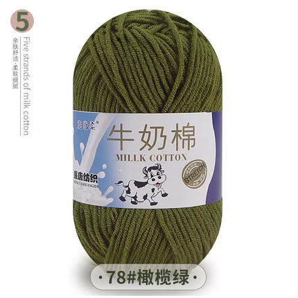 Five-Strand Milk Cotton Yarn Wholesale Medium-Thick Yarn Crochet Doll Shoes Scarf DIY Knitting Material Kit Crochet
