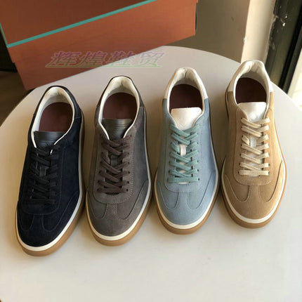 Guangdong Pure Original~Lp~Men's and Women's Moral Training Shoes Genuine Leather Lace-Up Casual Round-Toe Flats Sports Shoes Men's Sneakers Trendy