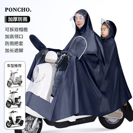 Raincoat for Electric Vehicles and Motorcycles, Adult Double or Single Raincoat with Double Brim, Enlarged and Thickened Riding Raincoat