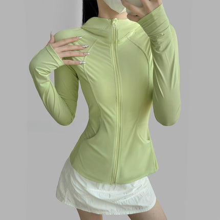 2025lulu Same Style Slim-fit Hooded Long-sleeved Jacket Women's Slim-fit Casual Sports Yoga Clothing Sunscreen Clothing Skin Clothing