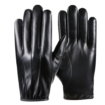 Leather Gloves Men's Winter Velvet Thickeneded Cycling Windproof Waterproof Warm Touch Screen Motorcycle Cotton Winter Cycling Gloves