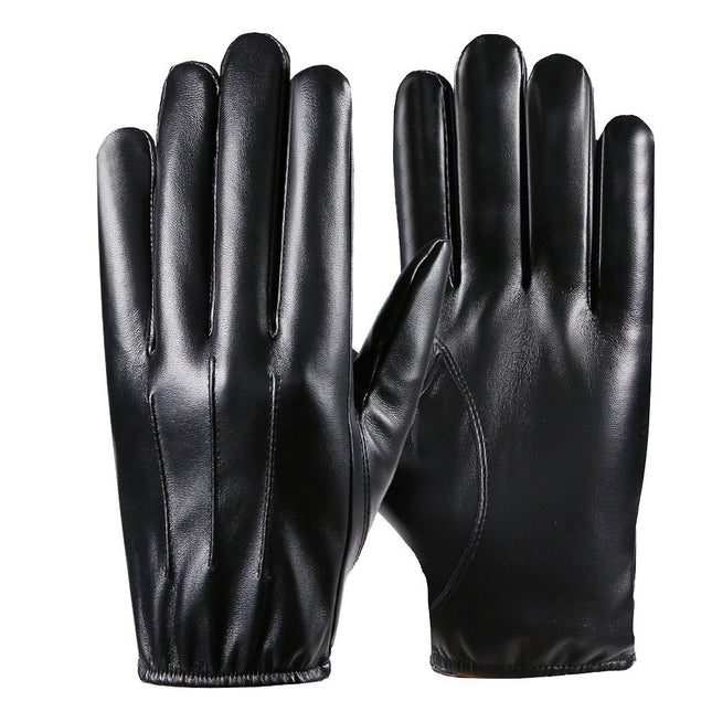 Leather Gloves Men's Winter Velvet Thickeneded Cycling Windproof Waterproof Warm Touch Screen Motorcycle Cotton Winter Cycling Gloves