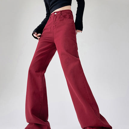 American Style New Fashion Women's High-Waisted Slimming Straight-Leg Jeans Women's Floor-Length Jeans Denim Straight-Leg Pants Ankora
