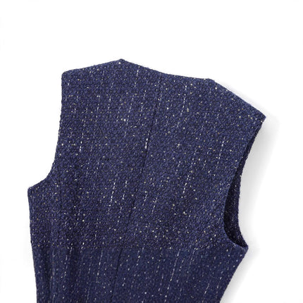 European and American 2024 New Autum Women's Retro Sleeveless Slim Fit with Belt Sequin Textured Vest 9298725
