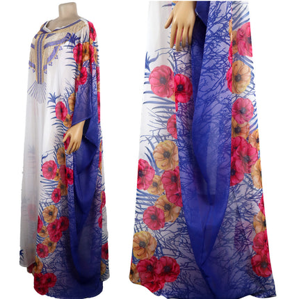 Foreign Trade African Ethnic Style Clothing Large Swing Skirt Chiffon Heavy Industry Hot Diamond Digital Printing with Inner Group Cross-Border Supply
