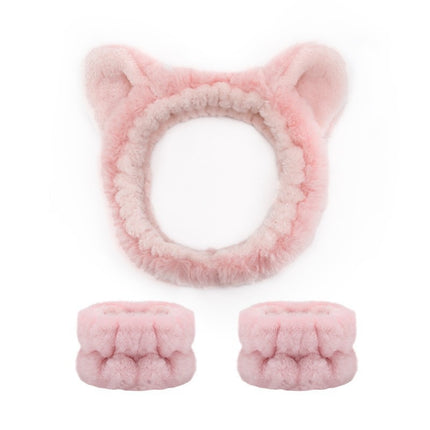 Amazon Plush Headband Wristband Set Face Washing Absorbent Headband Cartoon Cute Waterproof Hairband Wholesale