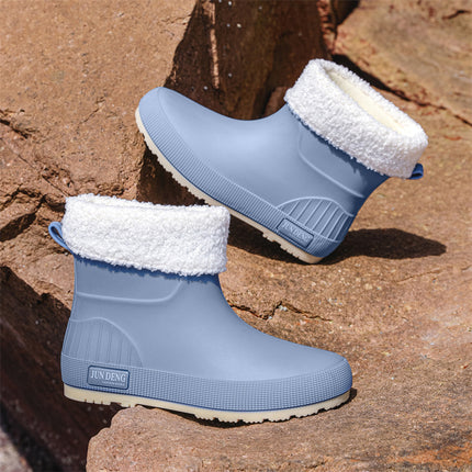 British Trendy Rain Boots, Outdoor Wading Boots, Fashionable Women's Rain Boots, Garden Boots, Flats Non-Slip Rubber Shoes, Foot Water Shoes for Women