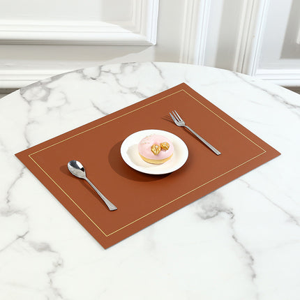 Scandinavian Style Gold Edge Rectangular Leather Placemat Double-Sided Two-Color Leather Placemat Waterproof and Oil-Proof Insulated Table Mat