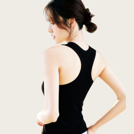 Lulu-Style Ebb Tank Top Sports Yoga Top with Built-In Chest Pad, Racerback, Sweat-Absorbent Ribbed Knit Wholesale