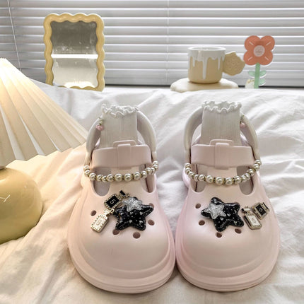 2026 Hot-Selling Women's Summer Sandals with Closed-Toe Design, Non-Slip, Versatile, Stylish, Dirt-Resistant, with Pearl Chain