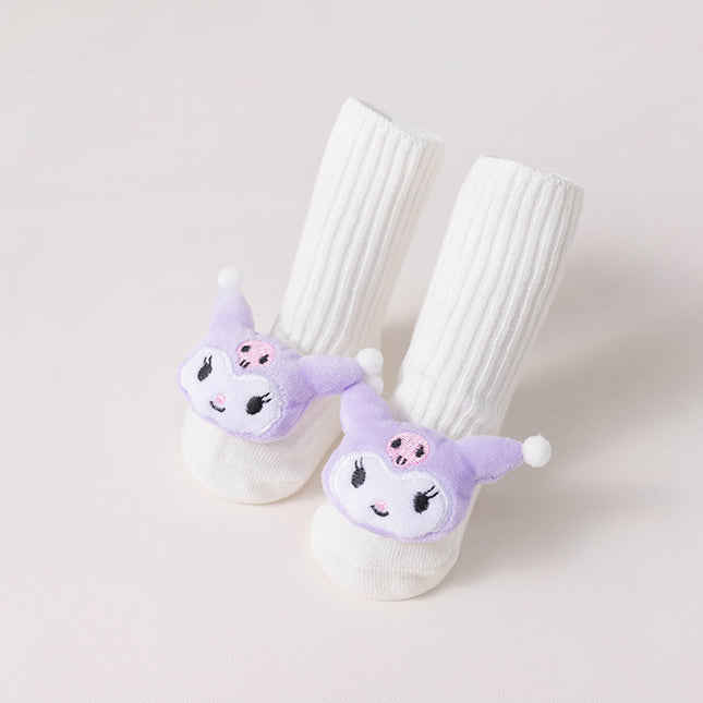 Children's mid-tube socks autumn and winter combed cotton boneless toddler socks cartoon doll dispensing non-slip baby floor