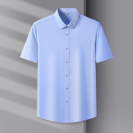 Counter Men's and Women's Summer Natural Modal Short-Sleeved White Shirt, No-Iron, Anti-Wrinkle, High-End Cool Cloud Shirt