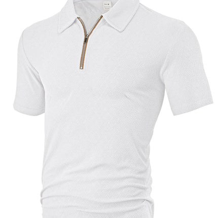 European and American Cross-border Men's Summer New Casual Loose Towel Jacquard Zipper Placket Men's Short-sleeved Polo Shirt