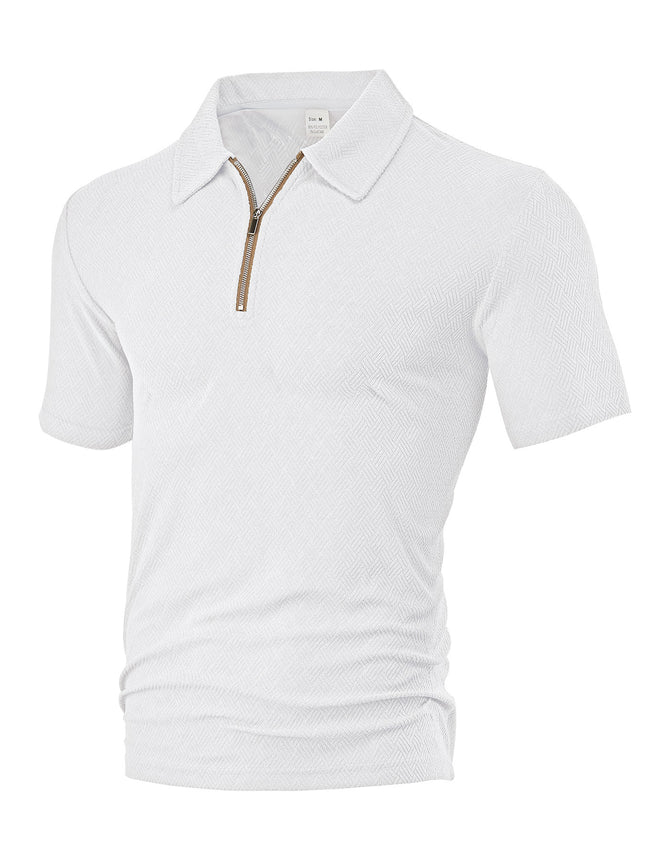 European and American Cross-border Men's Summer New Casual Loose Towel Jacquard Zipper Placket Men's Short-sleeved Polo Shirt