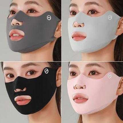 Outdoor Sports Sun Protection Mask for Running and Golf, Ice Silk Ear-Hanging Mouth and Nose Mask, Breathable and Anti-Uv