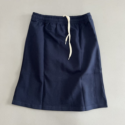 Clean and impenetrable elastic waist skirt spring and summer new solid color skirt drawstring all-match skirt casual women