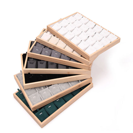 Fresh bamboo wood 24 grid pendant plate necklace pendant lucky card lucky beads jewelry tray window display props