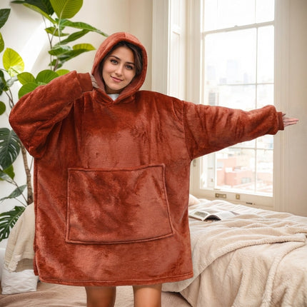 Hooded Blanket Hoodie Blanket Cross-Border Flannel Thickened Lamb Fleece Robe Fleece Pullover Tv Blanket