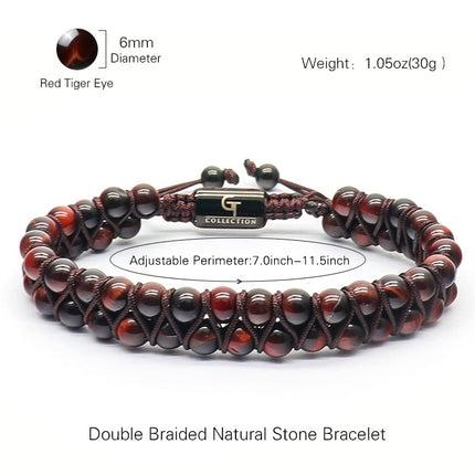 Double-layer frosted stone bracelet natural tiger eye stone double-row beaded woven bracelet can be customized DIY lettering bracelet