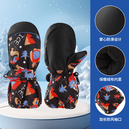 3-10 children's ski gloves outdoor riding gloves winter warm waterproof children's gloves play snow not wet hands