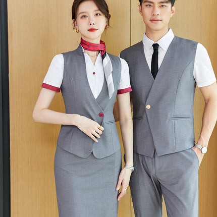 Stewardess uniform professional shirt Women's Spring temperament suit high-end hotel front desk reception work clothes beauty salon work clothes