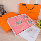2 towels + 1 bath towel set in box [regular style] / Pink