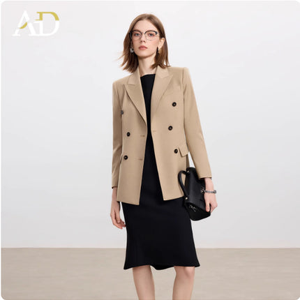 Ad Wool Suit Women's Autum 2025 New Popular High-End Business Wear Two-Piece Khaki Long-Sleeved Suit