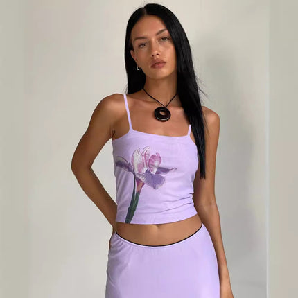 2024 Summer Amazon Y2K New Cross-border Fashion Women's Printed Camisole Small Vest European and American Hot Short