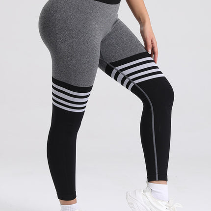 4 bars back V waist stripe yoga pants sports tights women's high waist hip yoga clothing quick-drying running fitness pants