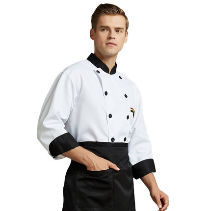Chef Work Clothes Men's Short-Sleeved Summer Thin Chef Clothes Long-Sleeved White Hotel Canteen Catering Work Clothes Kitchen Chef Clothes