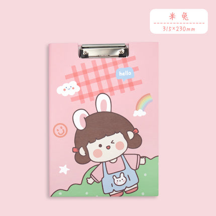 Cute A4 Paper Folder Cartoon Creative Office Stationery Materials Student Painting Writing Pad Test Paper Board Clip