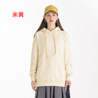 Apricot-pure cotton terry hooded sweatshirt / S